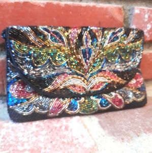 Colorful beaded clutche/cross body